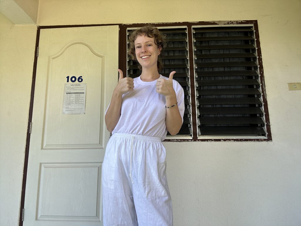 prepping for Vipassana at Doi Suthep in my white clothes bought in Chiang Mai