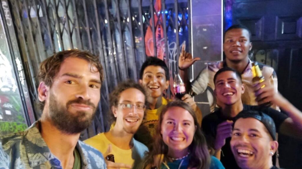 First night out with friends from the hostel in Medellin, January 2020