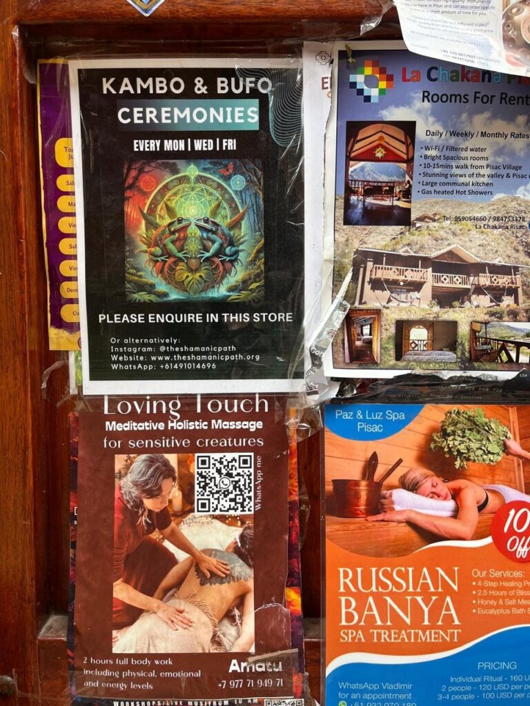 Advertisements in print I saw in Pisac while traveling