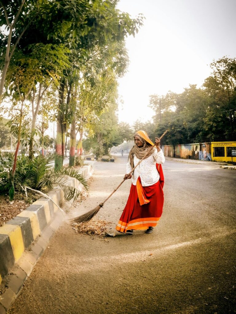 Reena Auntie sweeping the streets of Indore